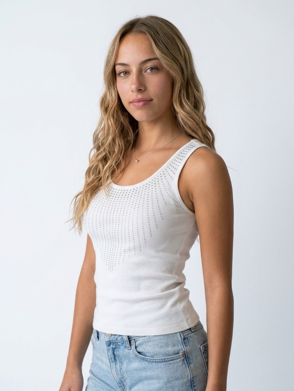 Calvin Klein Women's Studded Tank Top White Size S Casual Summer - Picture 6 of 6